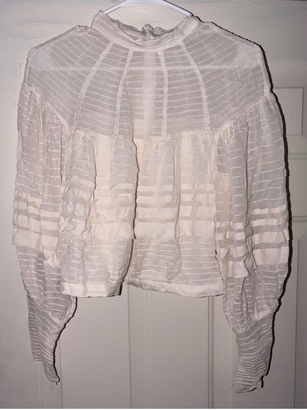 Zimmermann cropped blouse in white/ecru,